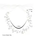 Cintura da sposa in strass di cristallo fatta a mano con perle e nastri di tulle. - Stile Argento (WS-J161S) / 115cm