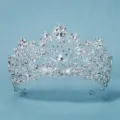 Luxury crystal bridal tiara rhinestone wedding hair band alloy princess crown for party. - Silver TS-J2892