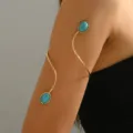 Bracciale da braccio in oro turchese polsino superiore catena corpo vista dettagliata - Oro
