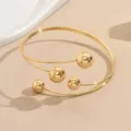 Bracciale a manopola da braccio a sfera rotonda geometrica multistrato in oro chic - Oro