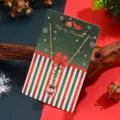 Süße Weihnachts-Schneemann-Glas-Anhänger-Halskette für Damen Feiertags-Geschenk-Schmuck - Grün