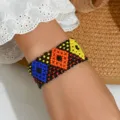 Bohemian handmade seed beaded bracelet colorful geometric floral pattern women fashion jewelry - Multicolor 5