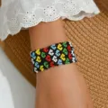 Bohemian woven seed bead bracelet for women, handmade colorful geometric floral wrist jewelry. - Multicolor 6