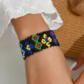 Bohemian handmade seed bead flower bracelet for women trendy colorful woven wrist jewelry accessory - Multicolor 7