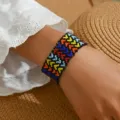 Handmade bohemian woven seed bead bracelet variant, colorful ethnic style wrist jewelry. - Multicolor 9