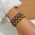 Bohemian handmade seed bead bracelet colorful geometric woven wrist jewelry for women - Multicolor 10