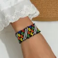Bohemian handmade seed bead woven flower bracelet, colorful geometric beaded wrist jewelry for women. - Multicolor 11