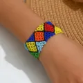 Bohemian handmade seed bead bracelet, colorful geometric woven variant style for women - Multicolor 14