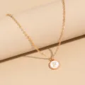 Minimalist gold letter F pendant necklace trendy enamel chain jewelry for women daily wear - Letter F