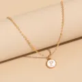 Simple gold-tone letter P pendant necklace with white enamel drop oil finish for women. - Letter P