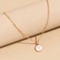 Gold letter V pendant necklace, simple oil-dropped design, stylish jewelry accessory. - Letter V