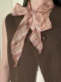 Pañuelo de cuello fino a cuadros estilo coreano cinta versátil para mujeres verano. - 9# Cuadros rosa claro - Cintas de pañuelo para el pelo
