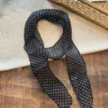 Pañuelo de seda de lunares negros y blancos, elegante cinta de pelo estrecha detalle. - 8# Lunares negros - Cintas de pañuelo para el pelo