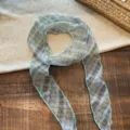 Chic bufanda estrecha cinta para mujer, elegante pañuelo vintage de cuadros accesorio cabello. - 6# Cuadros verdes - Cintas de pañuelo para el pelo