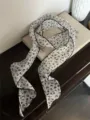 Pañuelo de seda largo y estrecho con estampado floral estilo coreano para mujer y lazo. - 5# Flores blancas - Cintas de pañuelo para el pelo