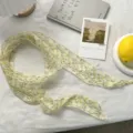 Bufanda fina amarilla con hojas estilo coreano, cinta versátil para el pelo pañuelo cuello. - #1 Pañuelo para el cabello con estampado floral amarillo