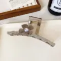 Pinza para el pelo coreana grande con diseño de flor iridiscente y perla, accesorio elegante. - 2# flor gris - pinza de pelo ondulada (estilo de letra)