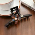 Koreanische Art große schwarze Haarklammer mit bunter Blume Perle Design elegantes Haaraccessoire - 8# Haarklammer mit Schildpatt-Blume (Gold-Label-Modell)