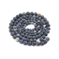 Matte blue stone beads strand for DIY jewelry making, ideal for handmade bracelets and anklets. - 4mm String / Frosted Sodalite Bead