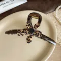 Leopard Muster Schleife Haarspange stilvolle Haarklammer fur Damen Haarstyling Zubehor - Transparent Braun Leopard Blumen Haarklammer / 13cm Version