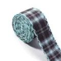 Dettaglio nastro scozzese stile britannico, bordo uncinetto blu per accessori capelli fai da te. - 4cm x 3 Yard / Blu