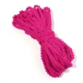 Hot pink pom-pom trim detail, close-up of decorative fringe ribbon for DIY crafts and sewing. - Width 1cm 10 Yards/Pack / Rose Red