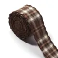 Nastro a quadri marrone con bordo ondulato per accessori per capelli fai da te e confezione regalo. - 4cm x 3 Yard / Caffè