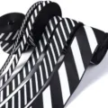 Black and white diagonal striped ribbon for gift wrapping, party decoration, and DIY crafts. - 0.6cm Width 10 Yards / Black