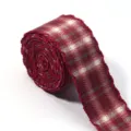 Nastro scozzese in stile britannico con bordo smerlato per accessori di abbigliamento DIY. - 4cm x 3 Yard / Rosso
