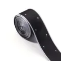 Dettaglio nastro nero con strass per accessori capelli fai da te e creazioni sartoriali. - 3 Yards/Rotolo / Nero
