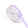 Rotolo di nastro a quadretti viola e bianco con bordo in pizzo ondulato per lavori artigianali DIY. - 5 Yard/Rotolo / Viola chiaro