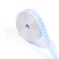Ruban vichy bleu et blanc avec bord festonné, idéal pour le bricolage DIY et les nœuds pour cheveux. - 5 Yards/Rouleau / Bleu clair