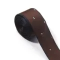Dettaglio nastro in raso marrone con strass, ideale per fiocchi per capelli DIY e accessori moda. - 3 Yards/Rotolo / Caffè