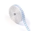 Ruban à carreaux bleu et blanc avec bord festonné pour nœuds de cheveux loisirs créatifs couture - 5 Yards/Rouleau / Gris Bleu