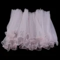Detailed view of light pink pleated tulle mesh lace trim for DIY crafts and clothing decor. - Approx 28cm Width (3.6 Meters/Roll) / Korean Pink