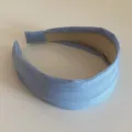 Koreanischer Retro breiter Haarreif für Damen, hellblaues Rippstoff Alltags Haaraccessoire - Gestreift Breit Haarband (22#) / Cremeblau