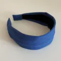Blauer breiter Plissee Haarreif, eleganter Vintage Stoff Haarschmuck fuer Damen Alltag. - Gestreift Breit Haarband (23#) / Saphirblau