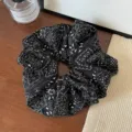 Black and white paisley print fabric hair scrunchie, elegant stylish hair tie variant. - Black (1377#)