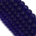 Matte dunkelblaue Glasperlen für DIY handgemachte Schmuck, Armband und Halskette Zubehör. - 10mm (35 Stück) / Saphirblau
