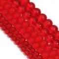 Rote gesprungene Glasperlen fur DIY Schmuckherstellung und Armband Zubehor Detail. - 10mm (35 Stück) / Rot