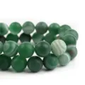 Perle tonde di agata verde satinata naturale striate semi-finite accessori per gioielli fai da te - Agata a strisce verdi
