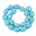 Perline sfuse di turchese blu ovale forma piatta per accessori di gioielli fatti a mano e bracciali. - forma di uovo / Confezione da 25 / Blu / 14x10mm