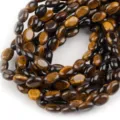 Flat oval natural stone loose beads brown tiger eye gemstone DIY bracelet necklace accessories - 45 Pieces/Pack (8x6mm) / Yellow Tiger Eye