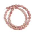 Flache ovale Naturstein-Perlen lose fur DIY handgemachte Armbänder Halsketten Schmuck Zubehör - Größe 8*6mm (ca. 45 Stk./Strang) / Rhodochrosit