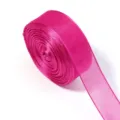 Pinkes Organza-Band Detailaufnahme, transparente Dekoband-Rolle für Geschenkverpackung. - Bandbreite 2,5 cm 10 Yards/Rolle / Fuchsia