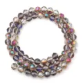 Gefacetteerde kristallen glasparels strand, glanzend gegalvaniseerd los DIY-materiaal - Paars Fuchsia
