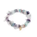 Primo piano dettagliato del braccialetto di pietre di cristallo irregolari colorate e vivaci. - 18cm / Fluorite Verde
