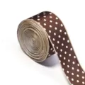 Nastro a pois marrone con bordo cablato per fiocchi per capelli e cucito artigianale. - 4cm Largo 3 Iarde/Rotolo / Caffè