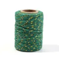 Green and gold metallic twisted twine cord for DIY crafts, gift wrapping, and holiday decor. - Line Width: 2mm 20m/Roll / Green