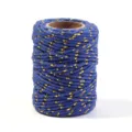 Blue and gold metallic twine cotton rope for DIY craft gift packaging and Christmas decorations. - Line Width: 2mm 20m/Roll / Navy Blue